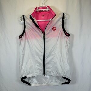 Cycling Vest Womens XL Castetti Light Weight Packable Vented Back Zip Pink White
